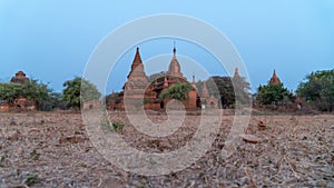 Small temples Bagan Myanmar Sunrise