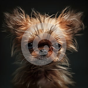 Small terrier angry dog with open mouth on black background created using generative ai technology