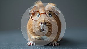 Small to mediumsized cats like a guinea pig in glasses looking at the camera