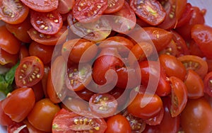 Small tomatoes ready for the classic Italian sauce photo