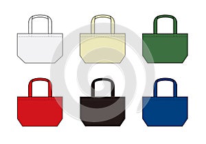 Small tote bag ecobag , shopping bag template vector illustration set