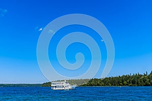 Small tourist boat on a lake