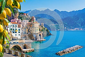 Small town Atrani on Amalfi Coast, province of Salerno, Campania region of Italy