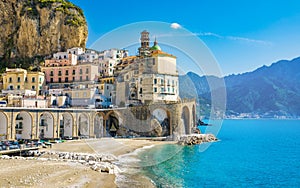 Small town Atrani on Amalfi Coast, province of Salerno, Campania region of Italy