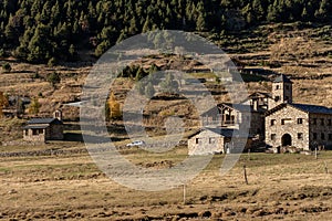 Small Town in Autumn in the Incles Valley, Andorra. Vall dÂ´Incles, Andorra