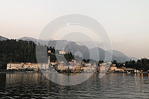 The small town of Bellagio on Lake Como, northern Italy - at dusk