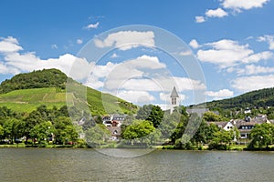 Small town Bullay along German river Moselle