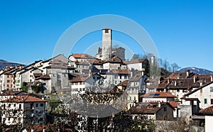 The small town center of feltre in veneto, italy