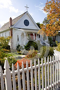 Small Town Church with picket fence