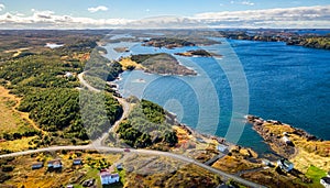 Small Town, Coast on East Coast of Atlantic Ocean. Aerial Nature Background.