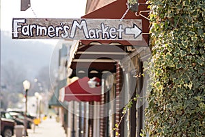 Small town farmer's market sign