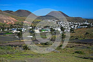 The small town Haria in the north of Lanzarote, Spain. The Valley of the thousand palms