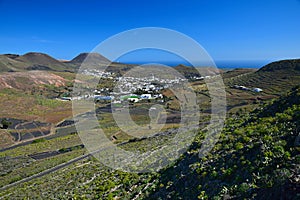 The small town Haria in the north of Lanzarote, Spain. The Valley of the thousand palms