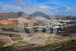 The small town Haria in the north of Lanzarote, Spain. The Valley of the thousand palms