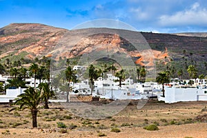 The small town Haria in the north of Lanzarote, Spain. The Valley of the thousand palms