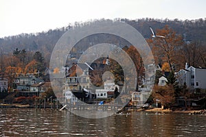 Small town on Hudson river, NY, USA