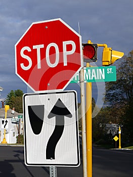 Small town: main street road signs