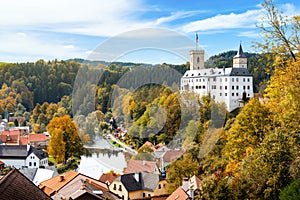 Small town and medieval castle Rozmberk nad Vltavou, Czech Republic