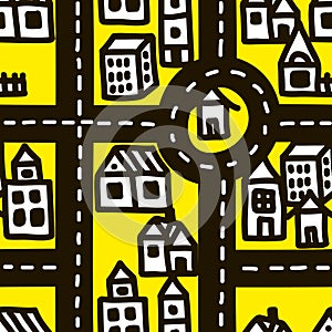 Small town roads seamless pattern.