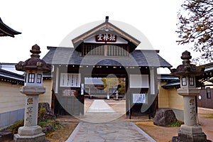The small town`s historic ancient Japanese temple of Hida Furukawa town, Gifu.