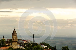 Small town Sighnaghi Signagi in Georgia at sunset