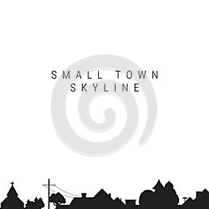 Small Town Skyline Silhouette. Vector Illustration