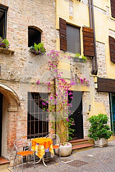 Small town street in Lake Garda Italy.