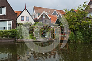 The small town of Volendam, on Markermeer Lake, northeast of Amsterdam, which is known for its colorful wooden houses and the old