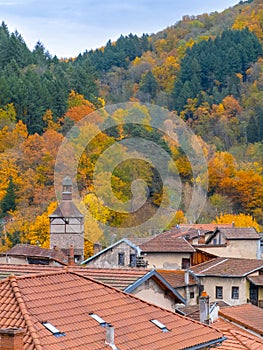 Small Town in a Wooded Mountains