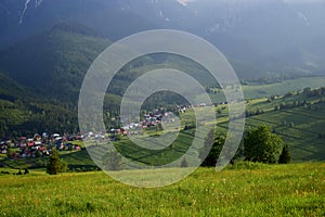 The small town Zdiar, surrounded by beautiful landscape and the Tatra mountains