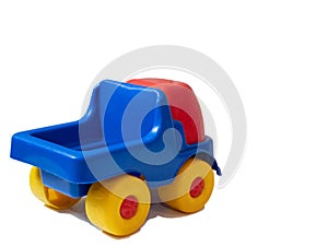 Small toy car truck isolated on white