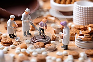 Small toy chocolatier making chocolates