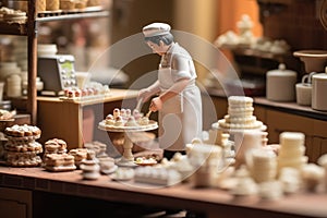 Small toy chocolatier making chocolates