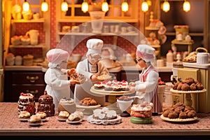 Small toy chocolatier making chocolates