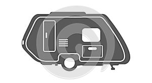 Small trailer silhouette. Leisure holiday in recreative homes, campsite resort, vector illustration photo