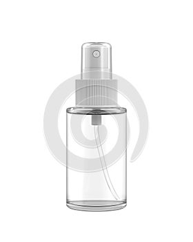 Small Transparent Bottle of Hand Sanitizer Spray, Skin Antiseptic, Antibacterial Fluid, Makeup Remover or Hair Spray.