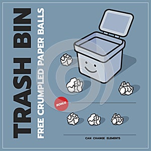 Small trash bin in the office, icon, vector design, isolated background