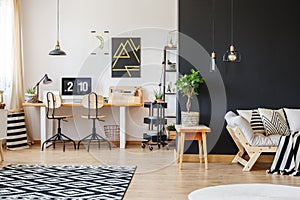 Trendy workspace with two chairs photo