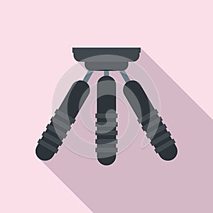 Small tripod icon flat vector. Camera mobile stand