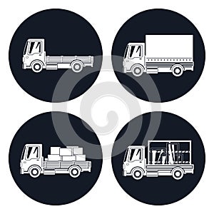 Small Trucks with Different Loads Icons