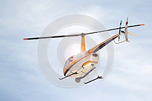 Small turbine helicopter in flight