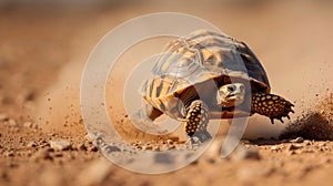 Small Turtle Crawling in the Dirt