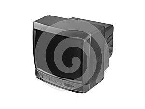 Small TV set isolated in white background