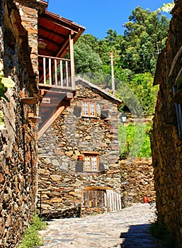 Small typical mountain village of schist