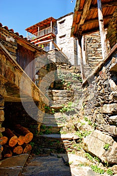 Small typical mountain village of schist