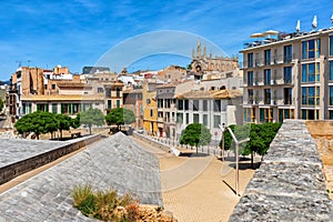 Small urban park and old houses in Palma.