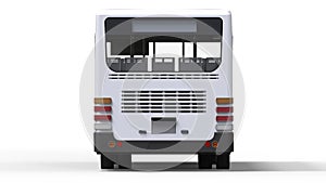 Small urban white bus on a white background. 3d rendering.