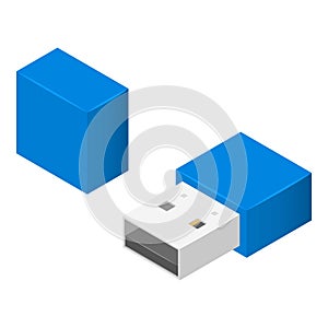 Small usb flash icon, isometric style