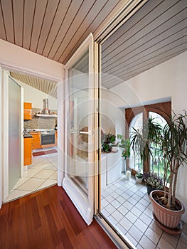 Small veranda with ornamental plants