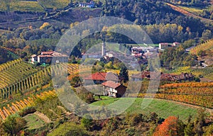 Malé obec a jesenné vinice v 